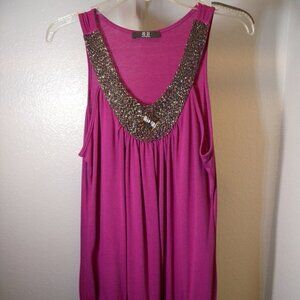 B.B. Apparel Purple Beaded Tank Top Size: XL - Color: Rasberry